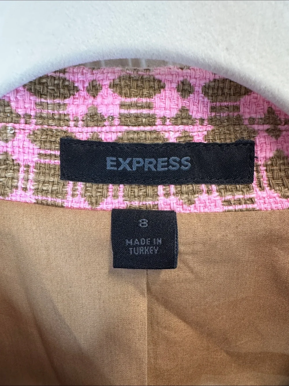 Express Pink and Brown Checked Blazer Jacket